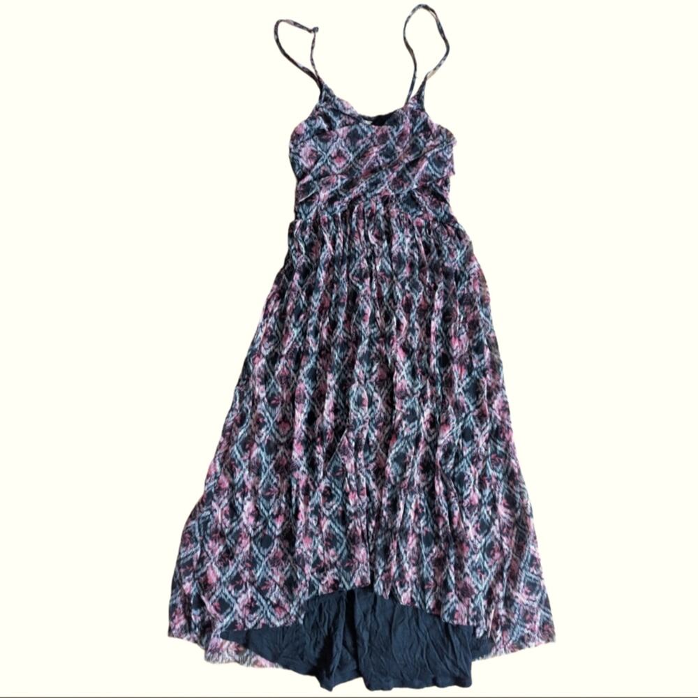 Free People Y2K High Low Floral Spaghetti Strap Flowy Fit And Flare Dress